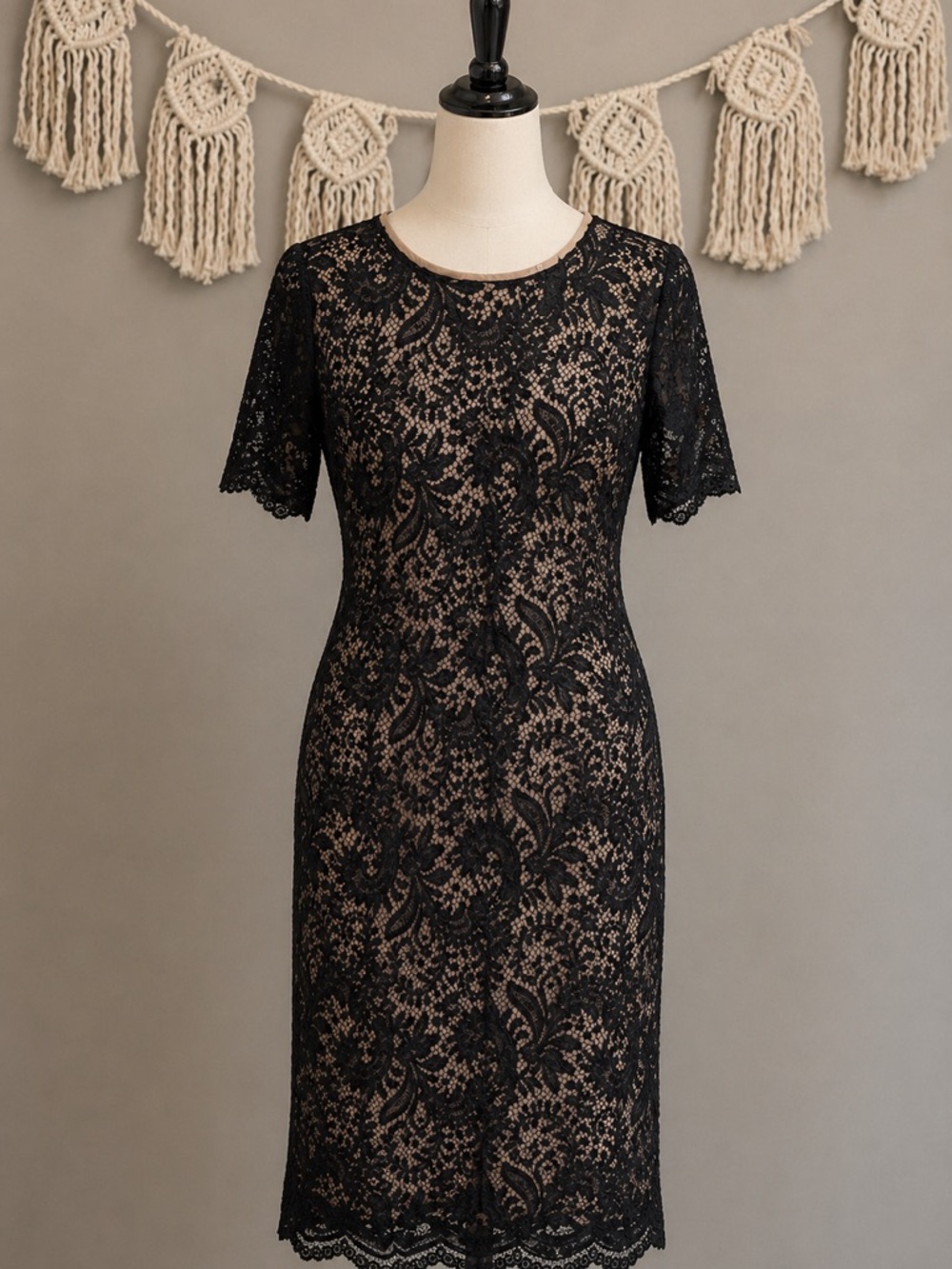 Sharagano Black Lace Dress